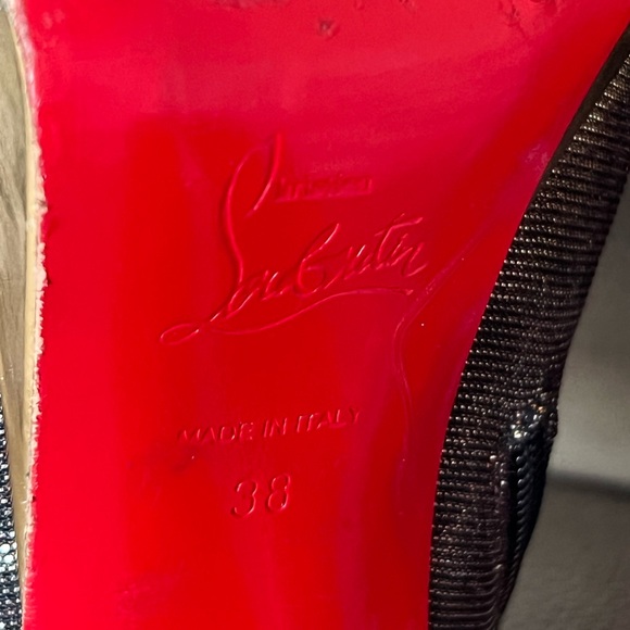 Christian Louboutin Manon 120 Euro 38 Leopard Gray Bluish Gold Toe Box & Buckles - Picture 15 of 16